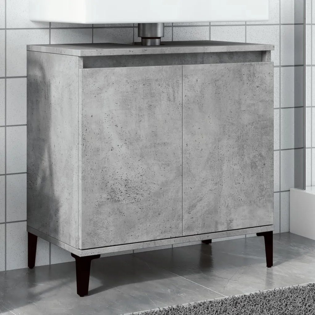 betonszürke szerelt fa mosdószekrény 58x33x60 cm