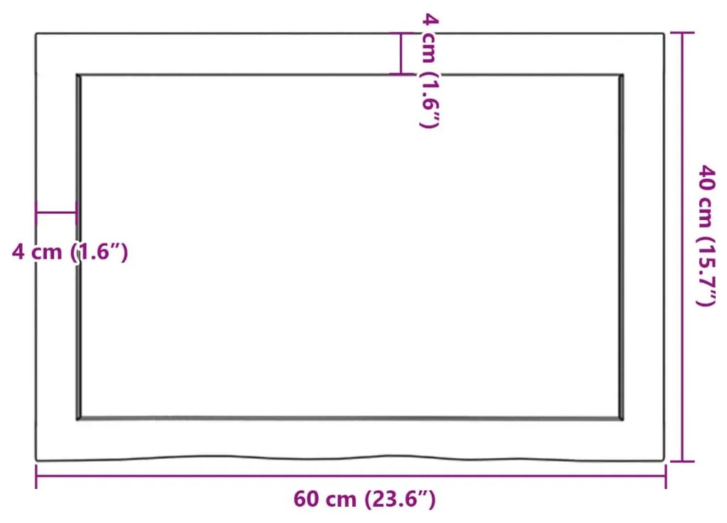 kezeletlen tömör tölgyfa fali polc 60x40x(2-4) cm