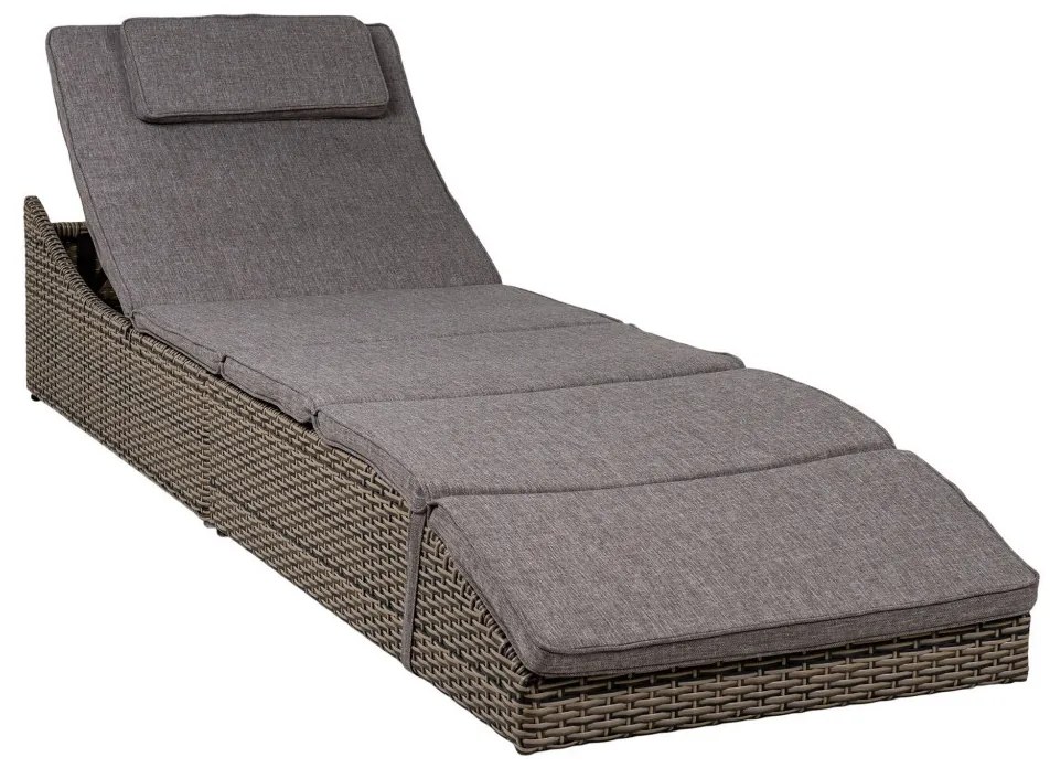 Split napozóágy, polyrattan, kubu szürke, párvával