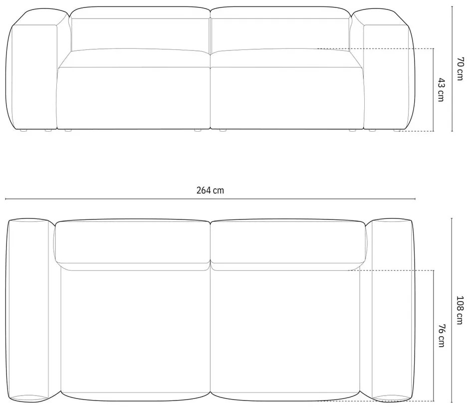 Sötétkék kordbársony kanapé 264 cm Bergamo – Cosmopolitan Design