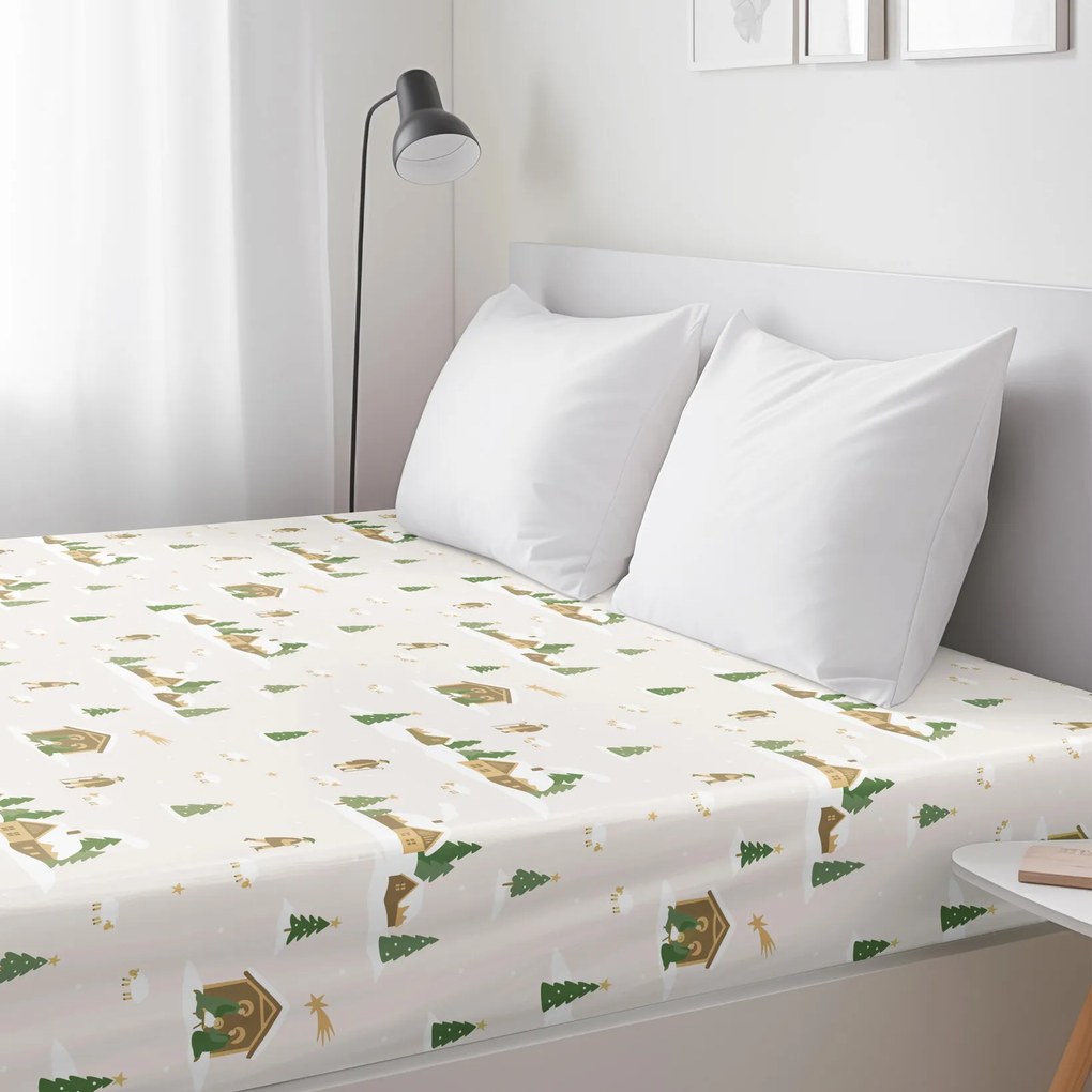 Goldea karácsonyi pamut körgumis lepedő - karácsonyi dalok 80 x 200 cm