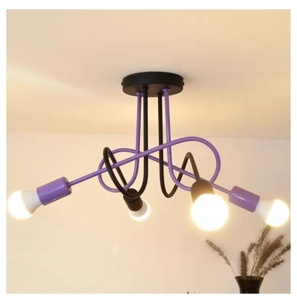 Felületre szerelhető csillár OXFORD 4xE27/15W/230V fekete/lila