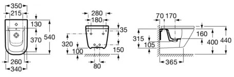Roca A357475000 - Falra szerelhető bidé GAP kerámia/fehér