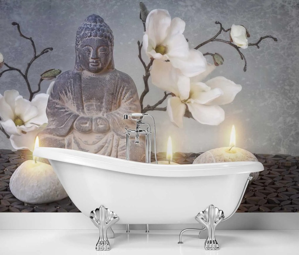 Gario Fotótapéta Buddha gyertyákkal Anyag: Vlies, Méret: 350 x 245 cm
