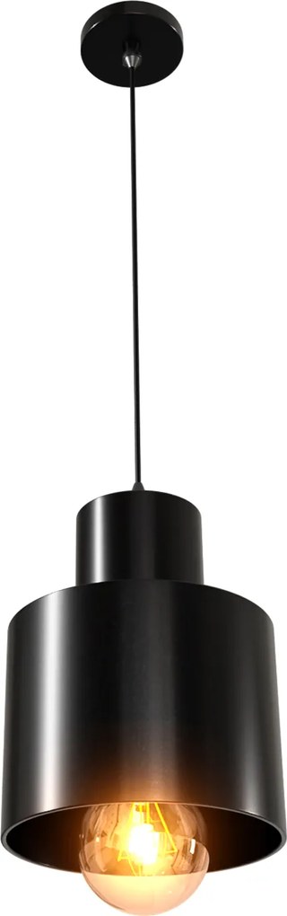 Loft függesztett mennyezeti lámpa Plate BLK9 E27 fekete