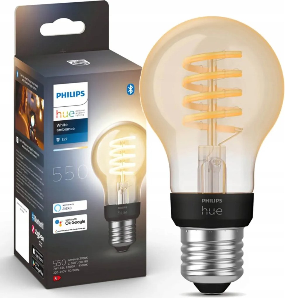 Led izzó E27 7W A60 Cct Philips Hue Bluetooth Filament Zigbee