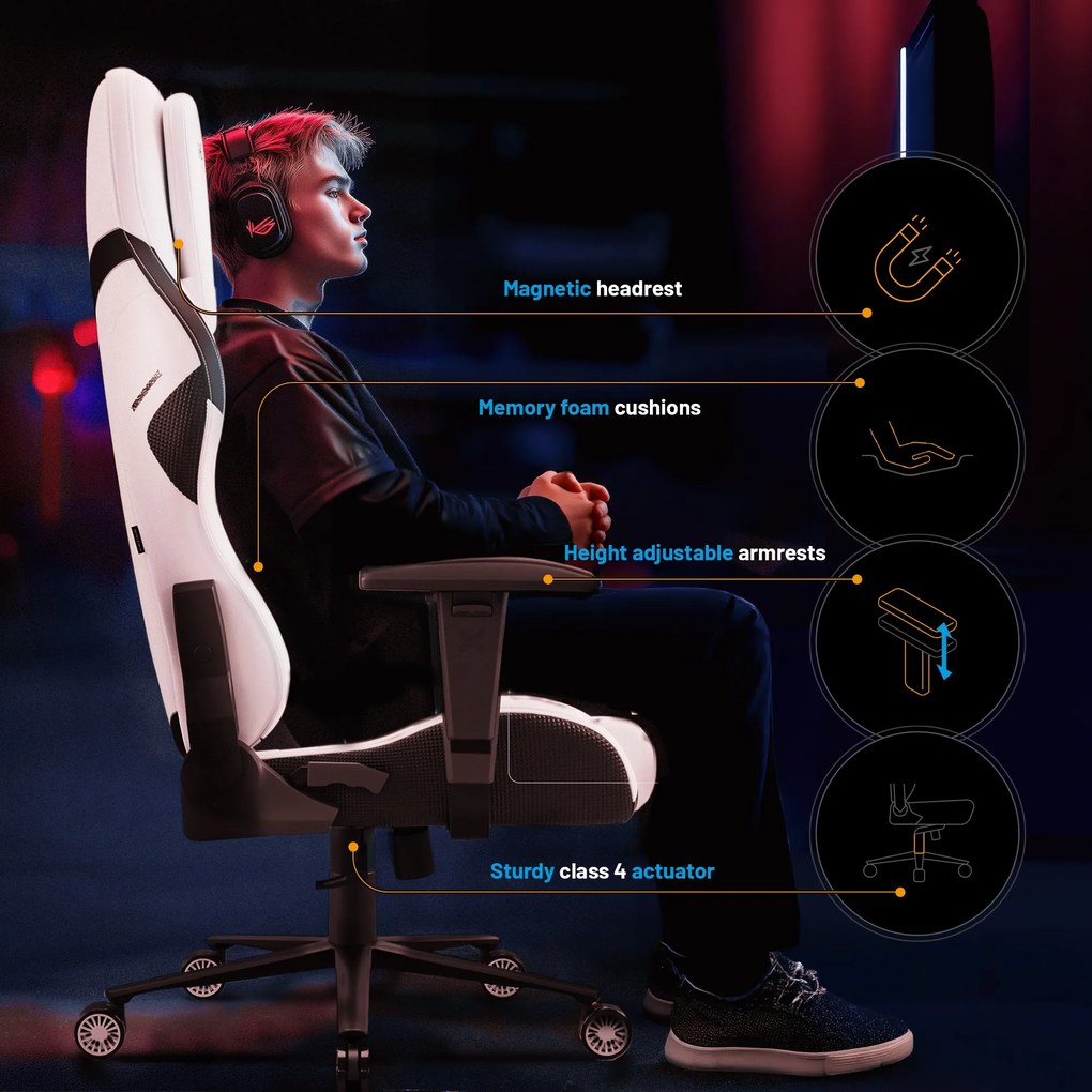 Gamer szék fehér Normal Size: Diablo X-One Prime Ghosted White