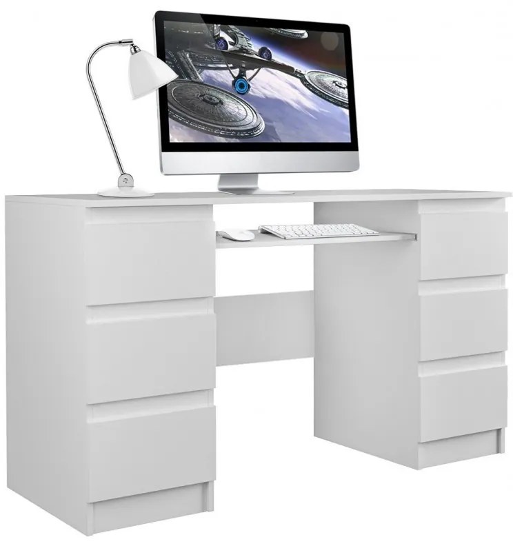 Drohmo Kuba számítógépasztal, 130x76x51 cm, fehér