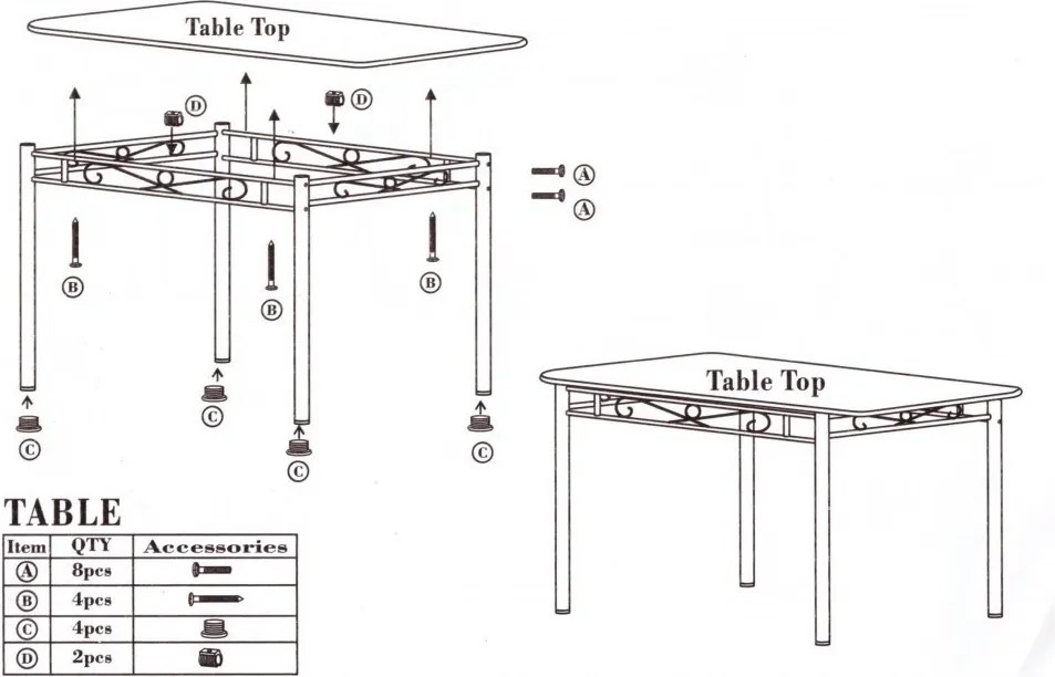 Étkezőasztal szett 4 db székkel fekete BC FUR-101-17BL