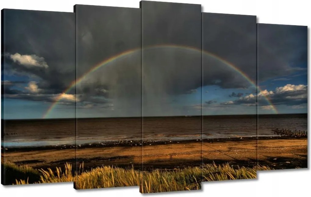 Vászonkép 100x60 Szivárvány a tengerparton