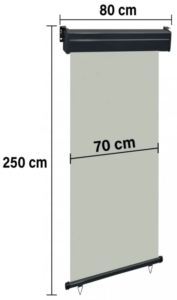szürke oldalsó terasznapellenző 85 x 250 cm