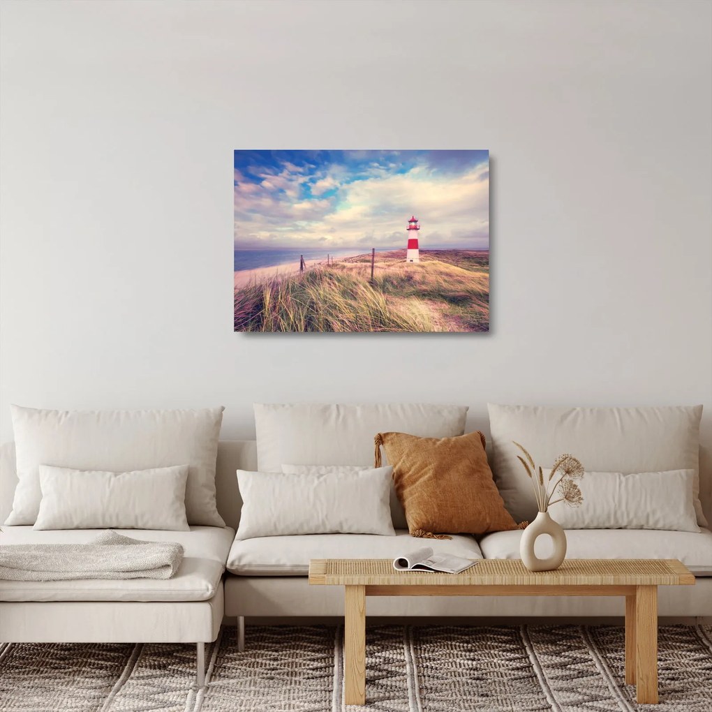 Üveg kép - Vörös világítótorony (70x50 cm)