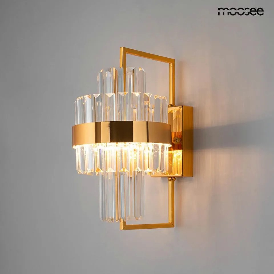 KING HOME MSE010100389 IMPERO Kristály Fali Lámpa Átlátszó, Arany LED IP20