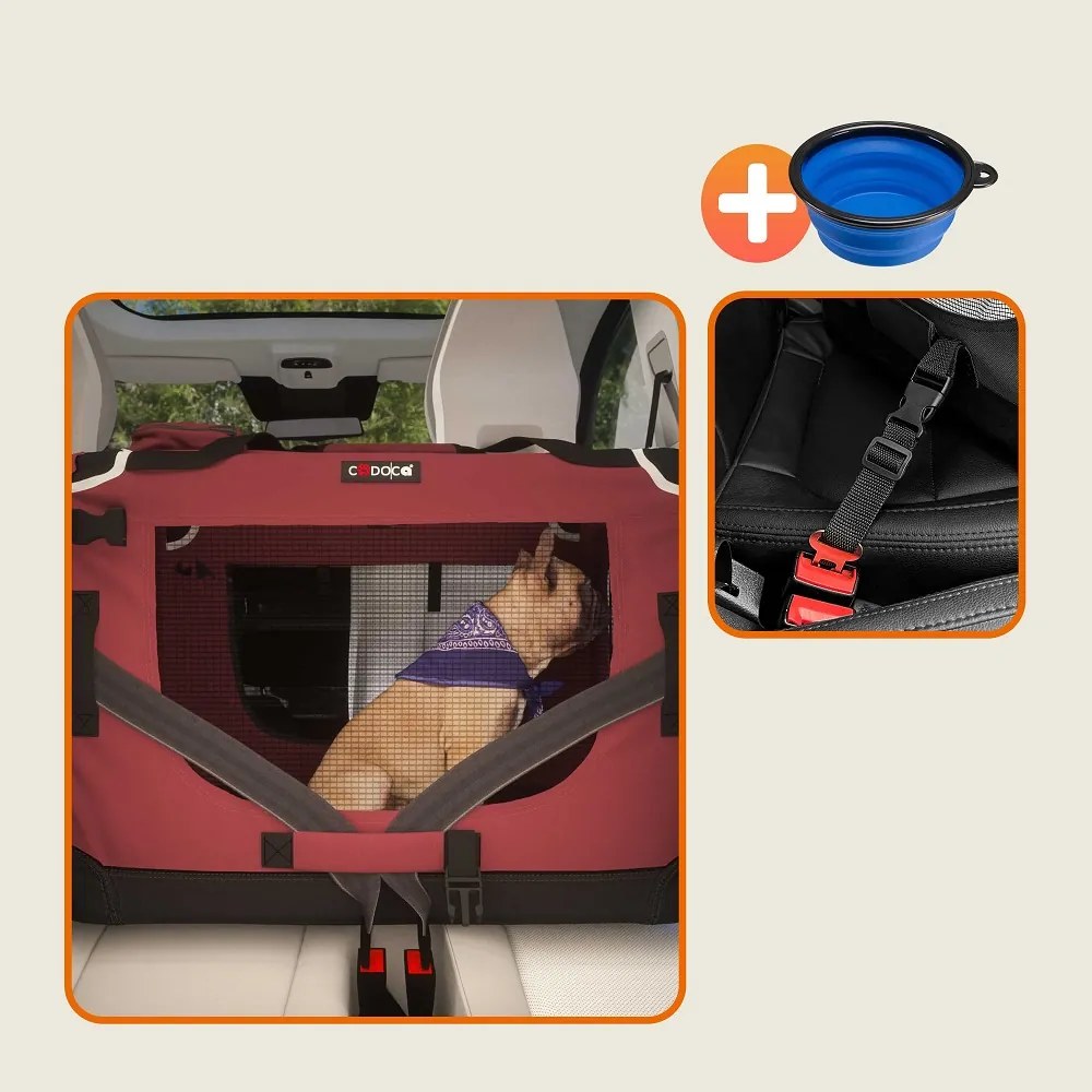 ELI kutya/macska szállítótáska, 60x42x42cm, sötétpiros Cadoca