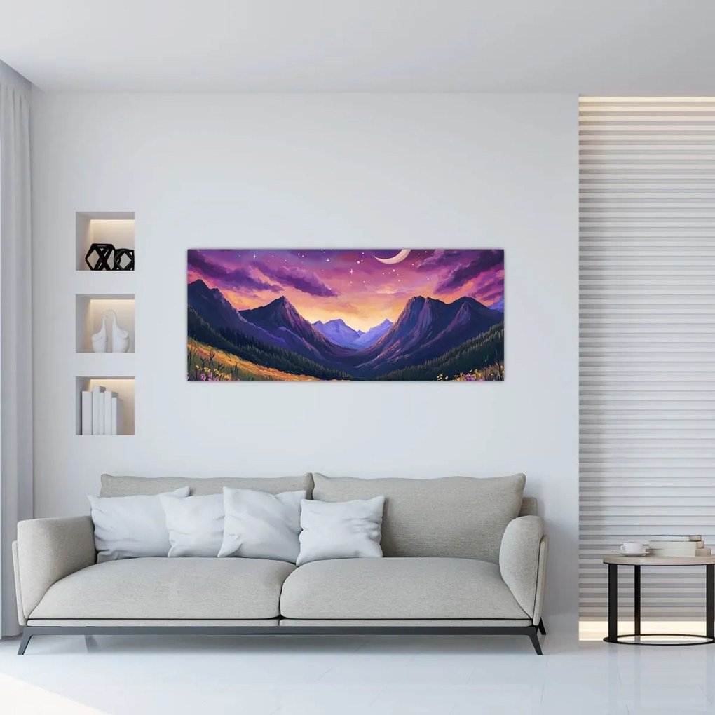 Kép - Lila táj (120x50 cm)