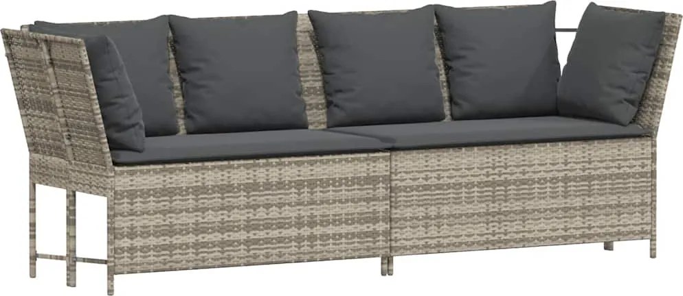 vidaXL világosszürke polyrattan kerti kanapé párnával