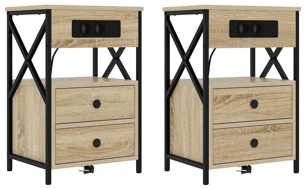 Éjjeliszekrény 2 pcs sonoma tölgy 40 x 31 x 60 cm Faanyag