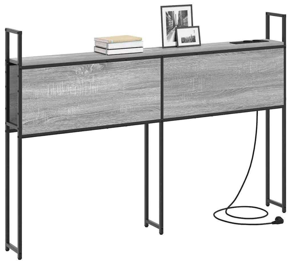 Tárolós Fejtámla Töltő Állomással Szürke sonoma 135 cm Faanyag
