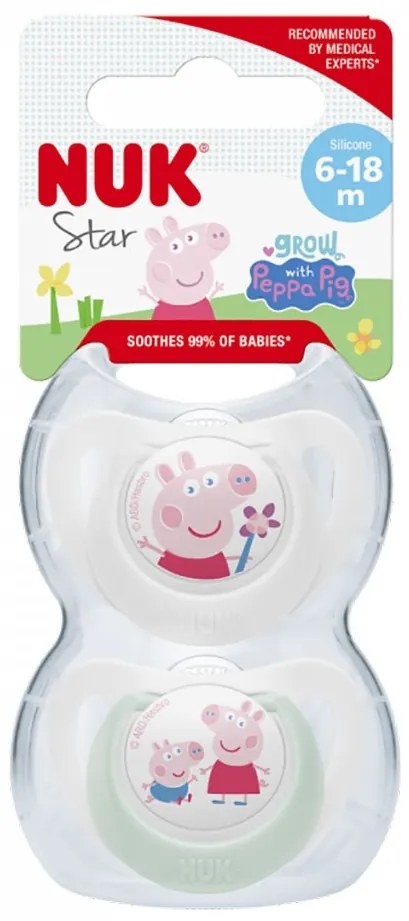 Baba cumi NUK Star Peppa Pig 6-18m 2 db, vel. 6-18 m