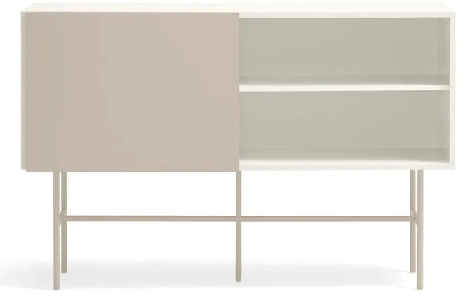 Bézs-krémszínű alacsony komód tolóajtóval 140x91 cm Nube – Teulat