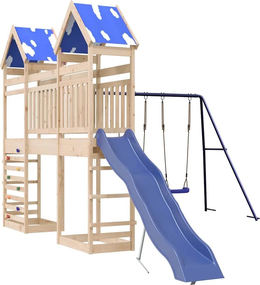 vidaXL tömör fenyőfa kültéri játszószett