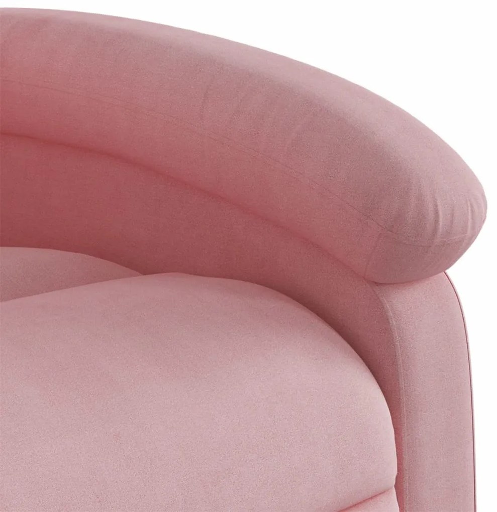 rózsaszín bársony felállást segítő dönthető fotel