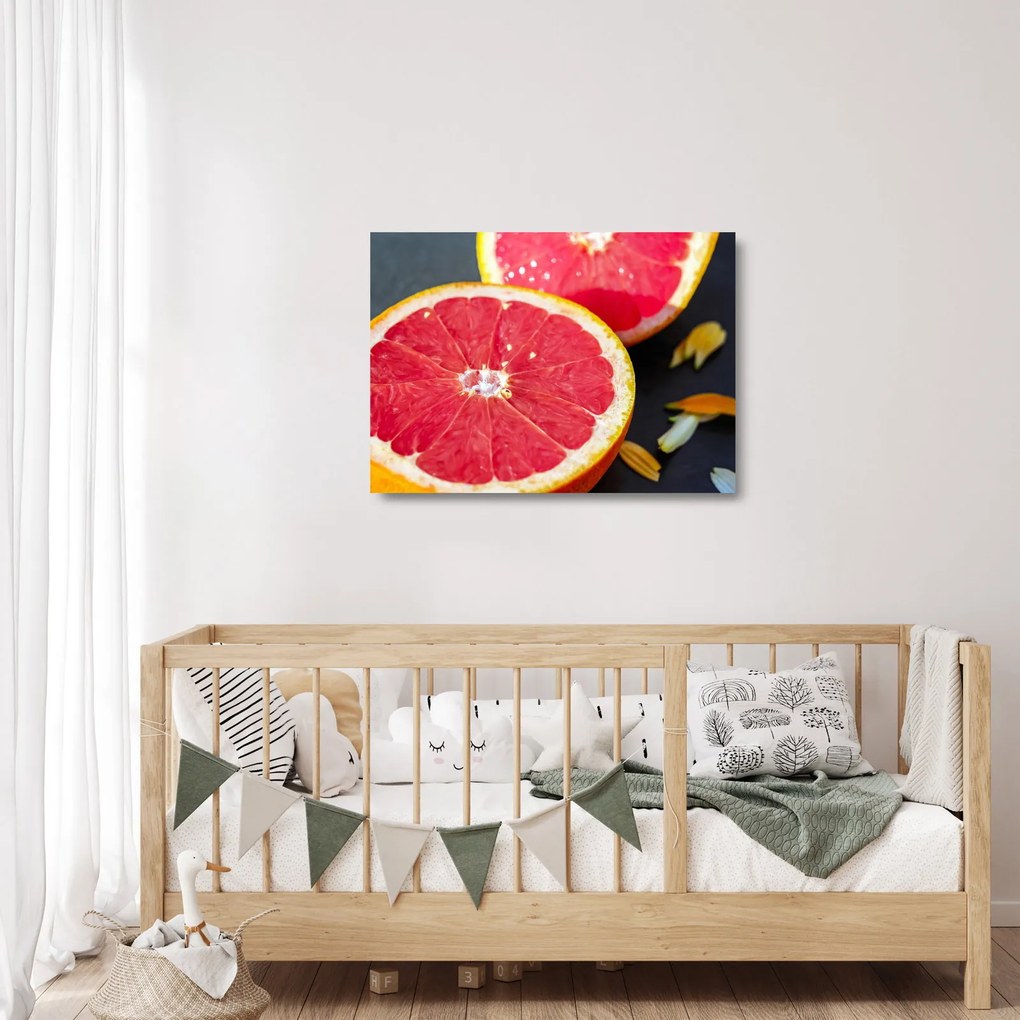 Szeletelt grapefruit képe (üvegen) (70x50 cm)