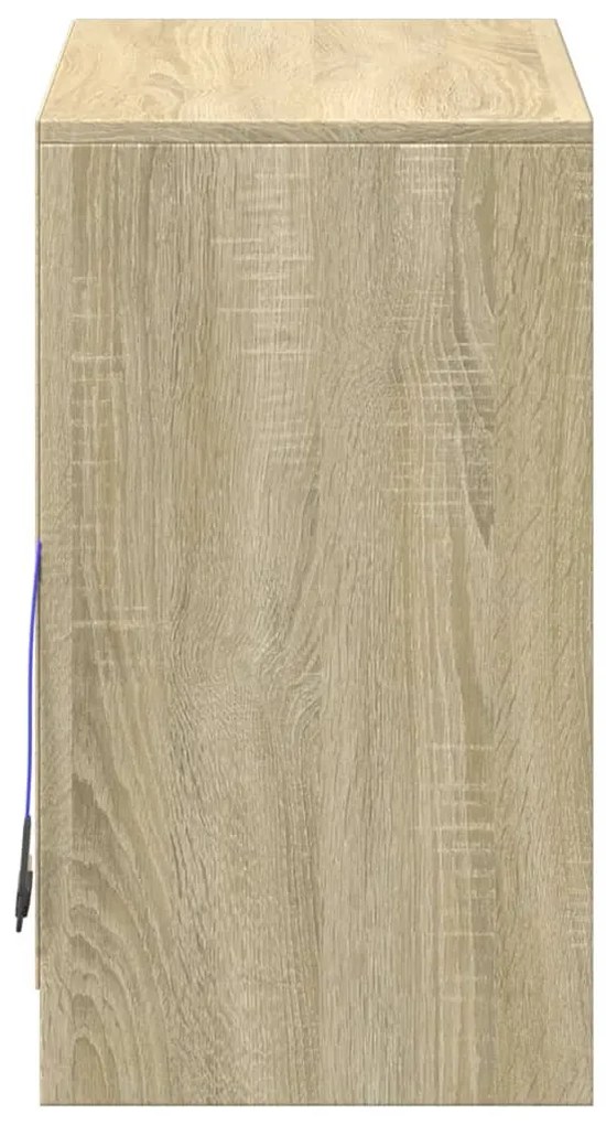 sonoma tölgy szerelt fa tálalószekrény LED-del 72 x 34 x 61 cm