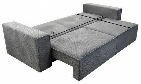 RONDA szürke, kihúzható háromüléses kanapé tárolóval