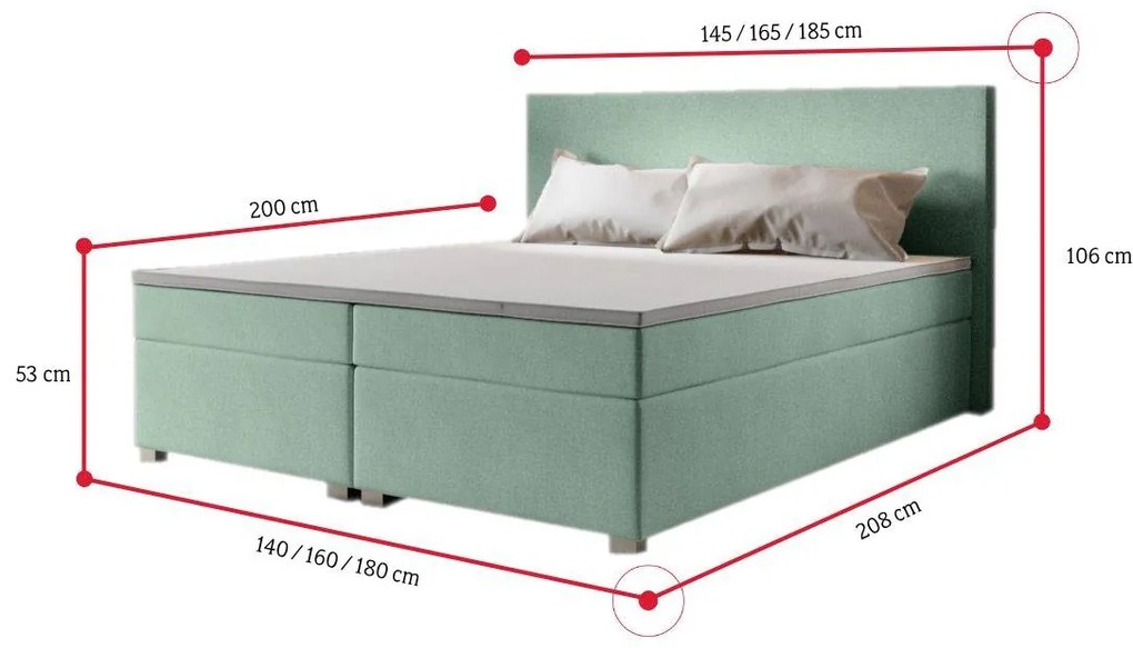 ISLAND boxspring ágy + ágyrács + matrac, 140x200, cosmic 16