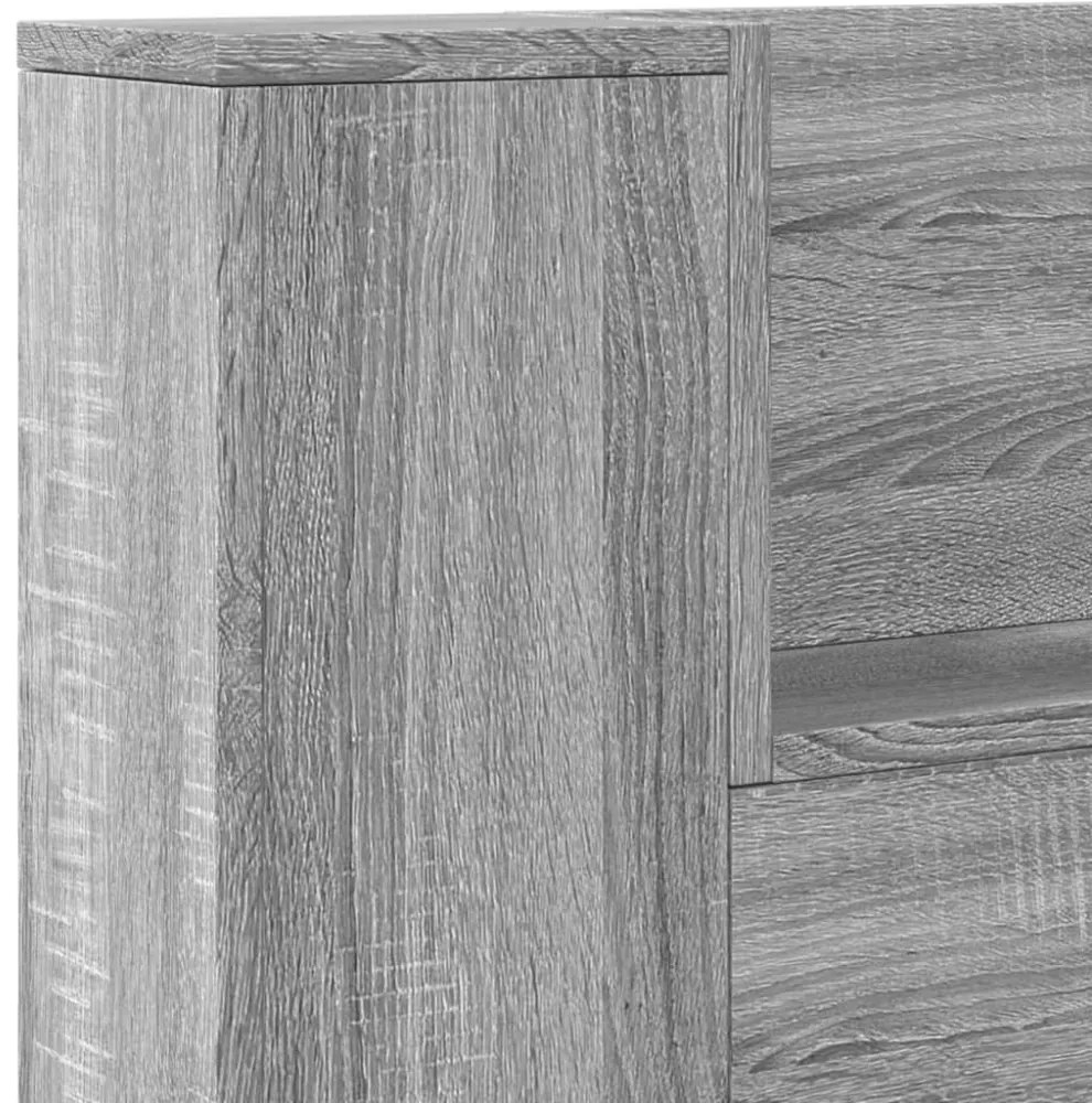 szürke sonoma színű áthidalószekrény LED-ekkel 220x16,5x103,5cm