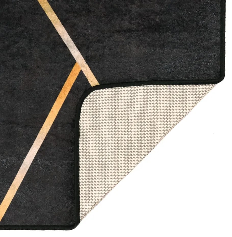 fekete-arany mosható csúszásgátló szőnyeg 80 x 300 cm
