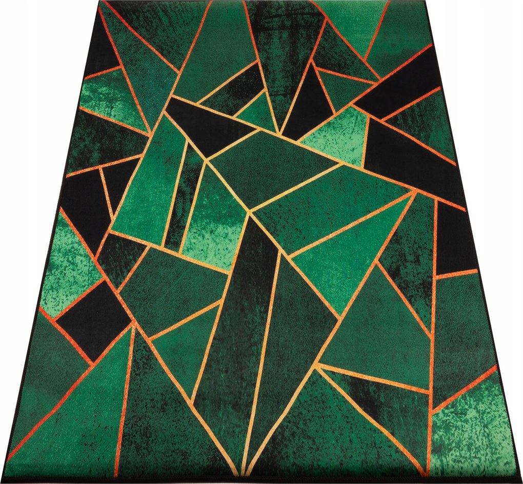 Zöld Szőnyeg 220X160 Geometrikus Csúszásgátló Glamour Bcf Nappali