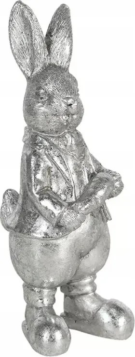 Clayre&amp;Eef Dekorációs figura ezüst nyuszi húsvéti nyuszi 13 cm