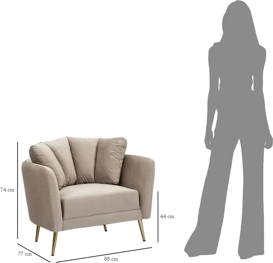 Szürkésbarna bársony fotel Kiev – Mauro Ferretti