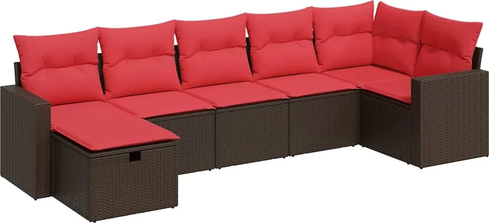 vidaXL 7 részes barna polyrattan kerti ülőgarnitúra párnákkal