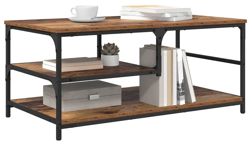 vidaXL Dohányzóasztal Öreg fa 90 x 49 x 40 cm Faanyag