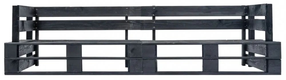 2 személyes fekete fa kerti raklapkanapé