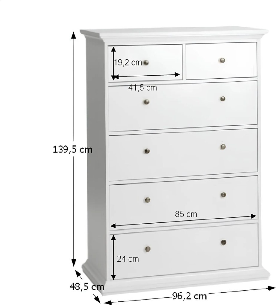 Komód, DTD fóliázott/MDF festett, fehér, PARIS 76718