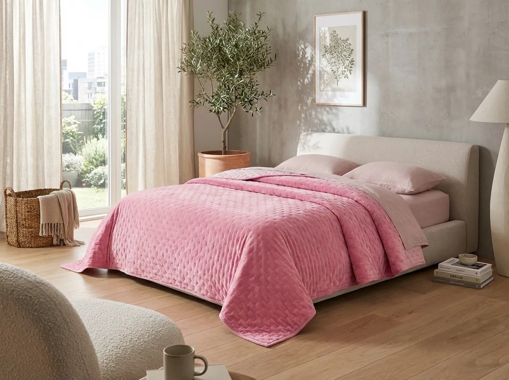 Bársonyos ágytakaró ASTRALIA, rózsaszín Méret: 200 x 220 cm