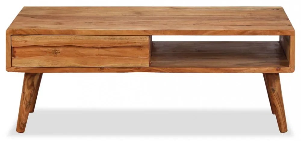 tömör fa dohányzóasztal faragott fiókkal 100 x 50 x 40 cm