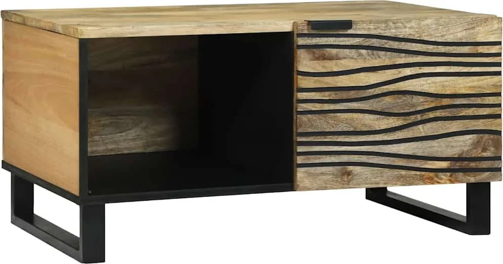 vidaXL Dohányzóasztal Barna és fekete 80 x 50 x 40 cm Tömör akácfa