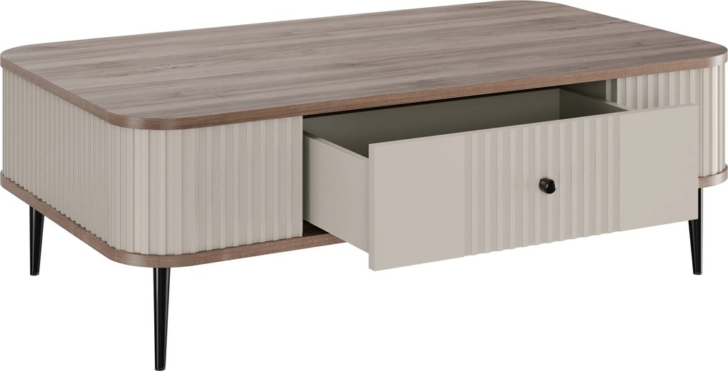 Vesper dohányzóasztal fiókkal 103x60 cm - kasmír / dió / fekete lábak
