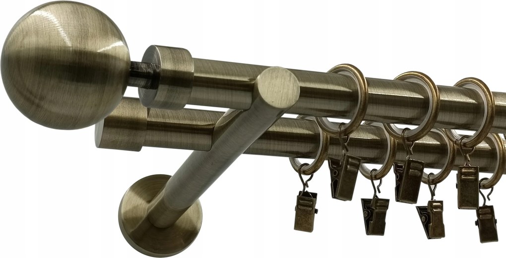 Dupla Arany Függönykarnis Antik Ø19+19mm Gömb 180cm