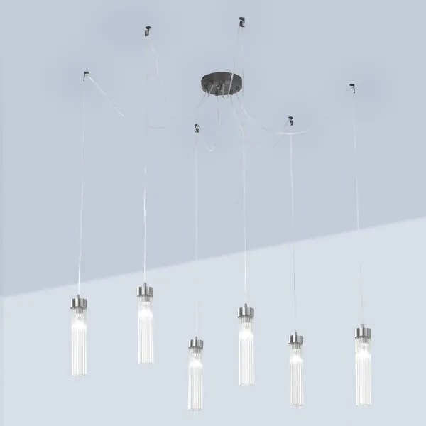 Kolarz 6009.30660 - Csillár zsinóron RAGGIO 6xE14/25W/230V pók matt króm