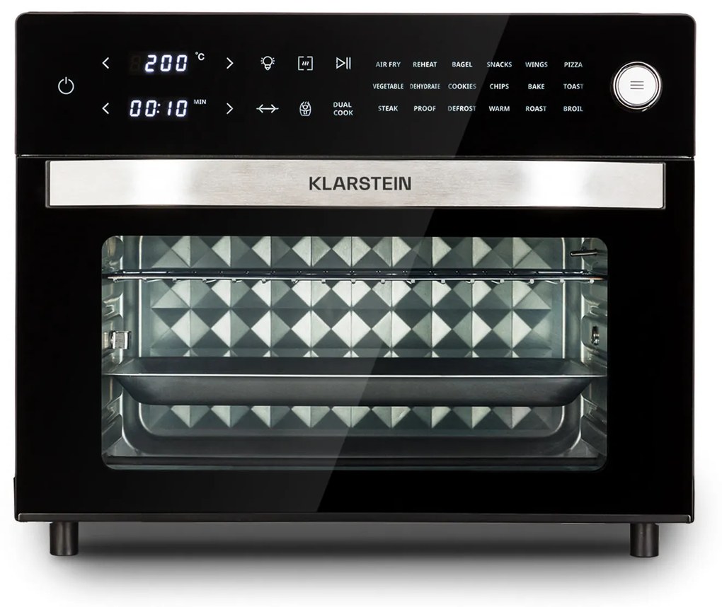 Klarstein Vigor Air, forrólevegős fritőz, 1800 W, 30 l, 18 program, felső és alsó fűtés