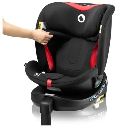 Lionelo - NAVY i-Size 40-150 cm forgatható autósülés talppal, fekete/piros