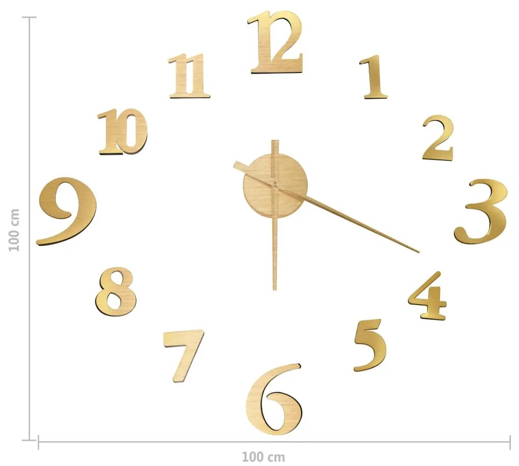 aranyszínű modern 3D falióra 100 cm XXL