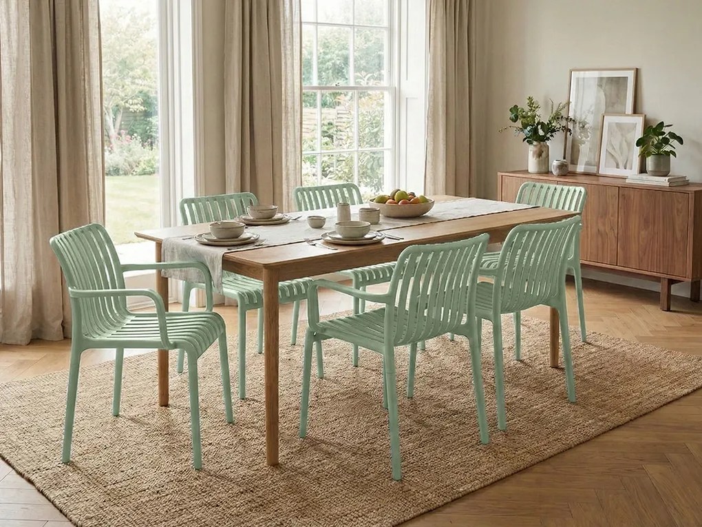 Műanyag szék TREGO karfákkal, zöld