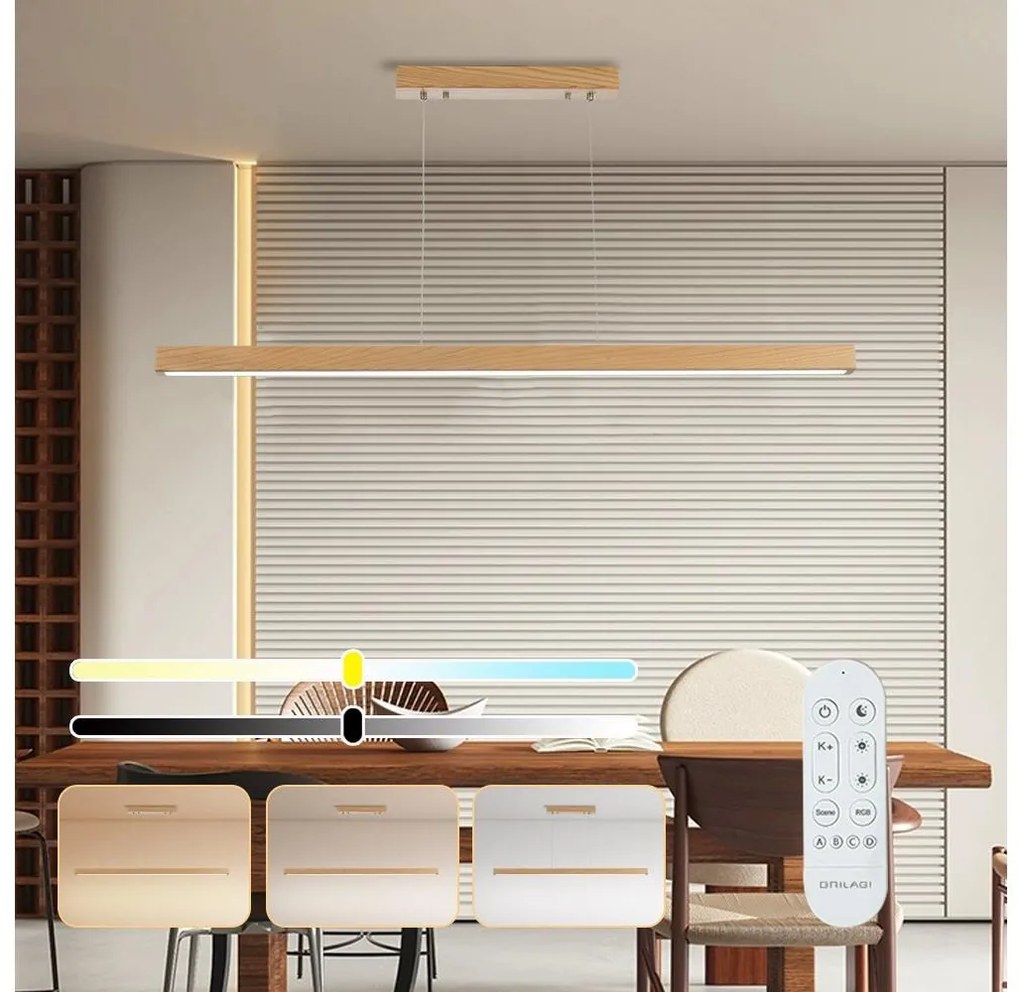 Brilagi - LED dimmelhető csillár kábelen OAK SMART LED/30W/230V Wi-Fi Tuya tölgy+távirányító